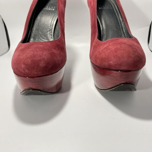 Stuart Weitzman Red Suede Platform High Heel Pumps Women’s 7.5 M Spain - Picture 3 of 10